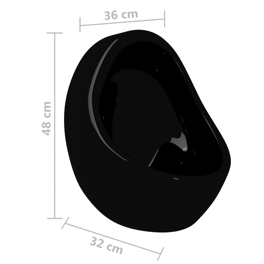 INLIFE Urinario de pared con válvula de descarga de cerámica, negro, 12,3 kg, 143992