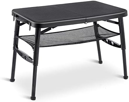Small Adjustable Height Folding Table for Camping - Mondoshop Protable Lightweight Foldable Table with Nets for Outdoor Cooking, Picnic, Camp, Beach, Travel