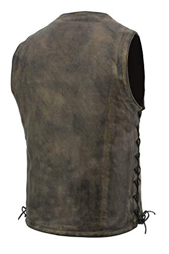 Milwaukee Leather MLM3540 Mens Distressed Leather 10 Pocket Vest Brown2