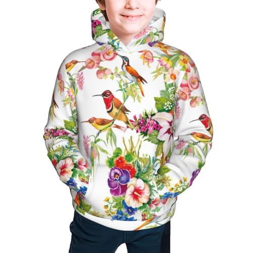 Wild Exotic Birds And Flowers Kid Hoodies Boys Sweatshirts Girls Pullover with Pocket3