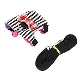 Rengue Anti Escape Ferret Leash Vest Set Denim Small Pet Harness Adjustable Chest Strap Soft Plush Lining Bow Design for Bunny Chinchilla Squirrel Outdoor Walking (S)