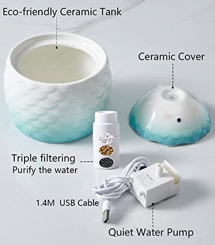 Fuente de agua automática para gatos de porcelana 1L verde miniatura 5