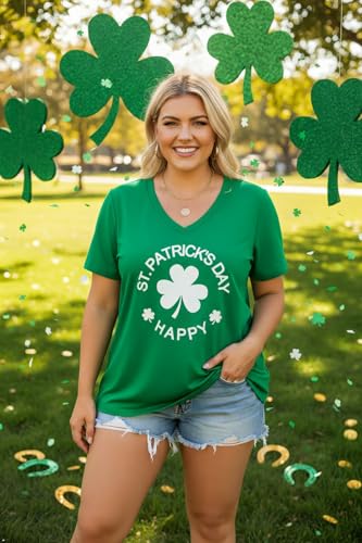 Image of ForHailey Women's Plus Size Short Sleeve Tee Shirt V Neck Basic Ladies Loose Fit T Shirt 1X-5X