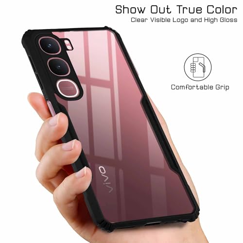 Image of Jkobi Hybrid Back Cover Case for Vivo Y31 5G (Shockproof with Polycarbonate Clear Panel | Professional Black)