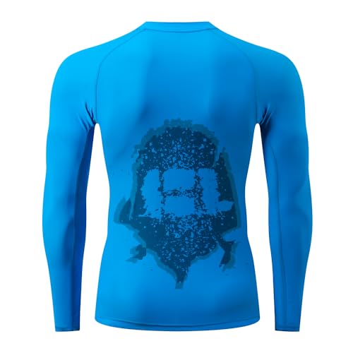 Image of HUGE SPORTS Men's Rash Guard Long Sleeves UPF 50+ UV Sun Protection Quick Drying Splice Compression Swim Shirts