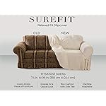 SureFit Home Décor Soft Suede Box Cushion Loveseat One Piece Slipcover, Relaxed Fit, Polyester, Machine Washable, Chocolate Color - Image 3