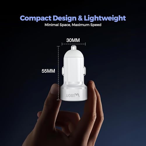 Image of UBON CH282 20W Type-C PD Fast Charging Car Charger | Compact Car Charging Adapter for iPhone, Android Smartphones, Smartwatches, Earbuds & Power Banks (White)