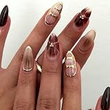 ✨【Design exquis】Orné de différents motifs, différents thèmes d'ongles exquis à choisir. Amande ongle à coller, ils sont charmants et brillants, vous aidant à exprimer votre confiance dans votre vie quotidienne et votre travail, tout en améliorant votre tempérament. Vous pouvez être différent chaque jour. Préparez-vous à faire tourner les têtes et à voler la vedette avec ces faux ongles !