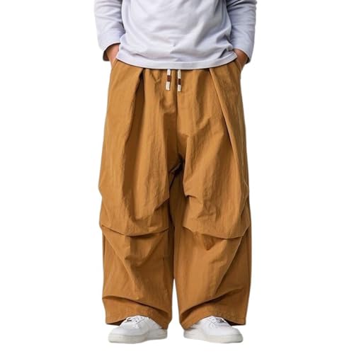Men's Harem Casual Pants Summer Elastic Waist Loose Fit Comfortable Breathable Pure Color Versatile Trousers for