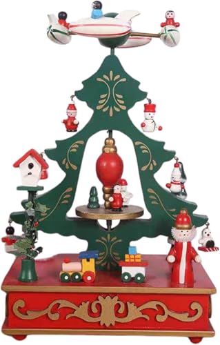 Caixa Musical Natalina de Árvore de Natal, com Ponteira e Enfeites p/Decorar, 26CM, Decoração de Natal Luxuosa, para mesa, Presente