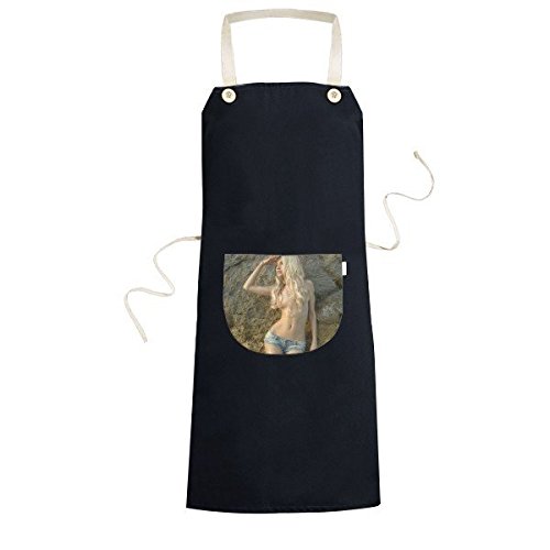 Tabliers de cuisine sexy lady imprimé d-cups avec poche pour chef noir