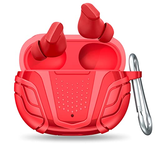 leQuiven Beats Studio Buds Funda con Llavero, Funda Protectora para Auriculares para Beats Studio Buds, Funda de Silicona LED Visible a Prueba de Golpes Accesorios para Auriculares (Red)