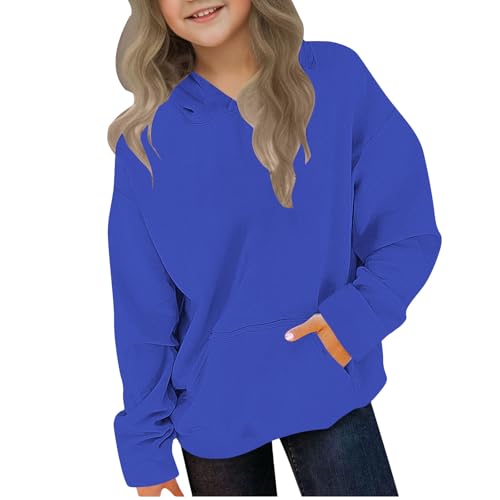 Girls Sweatshirts Casual Long Sleeve Hoodies Cute Oversized Fleece Sweatshirt Tops with Pockets