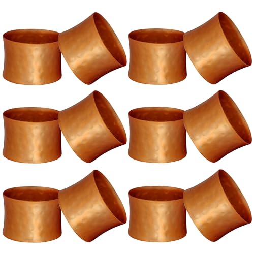 Round Hammered Napkin Rings Set of 12, Napkin...