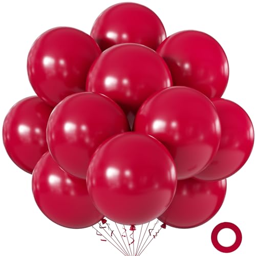 Image of KALOR 18 Inch Burgundy Red Large Latex Round Balloons 30-Pack