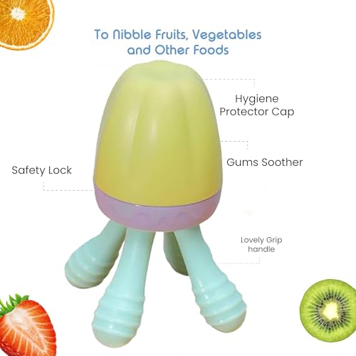 Image of Baby Skin Care Powder Talcum Puff Case Cum Container Box With Fruit Feeder Nibbler Teether For Babies /Kids /Toddler /New Born BPA Free (PATTERN 45)