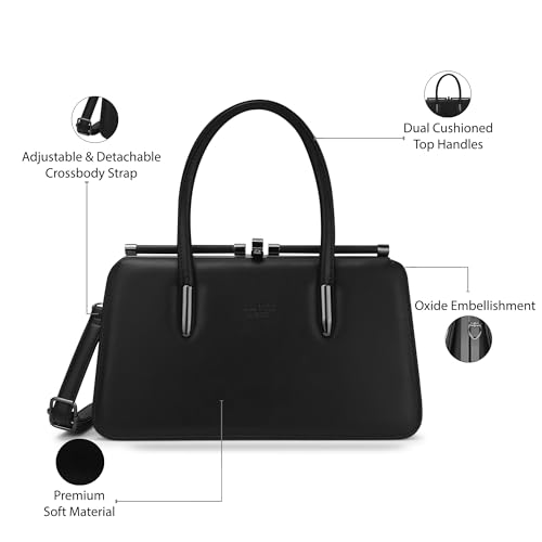 Image of Lavie Luxe Women's Book Dual Handle Frame Satchel Handbag | Satchel Bag for Work | Ladies Purse | Stylish Shoulder Bag | Gift For Women