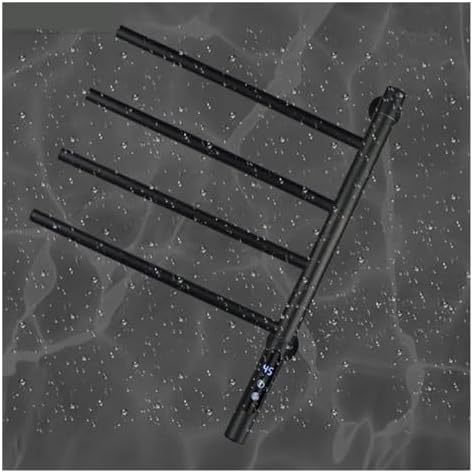 WiFi Electric Towel Rack 180° Rotating Towel Warmers Punch-Free Stainless Steel Heating Dryer Rack Bathroom Accessories (Black Standard 4rods)