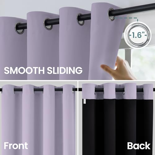 Image of COSVIYA 100% Lilac Blackout Curtains for Living Room 96 Inches Length | Room Darkening Light Blocking Drapes for Bedroom, Grommet Thermal Insulated Window Panels with Black Liner, W52xL96,2 Panels