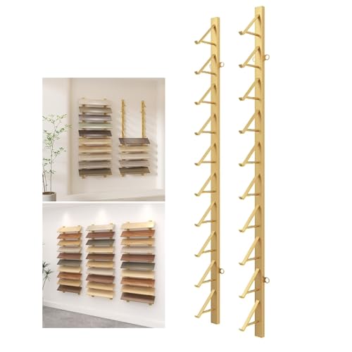 Estante de exhibición de azulejos montado en la pared, soporte de almacenamiento de metal para organizar losas de mármol, platos de porcelana y tableros de madera