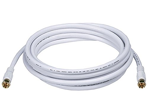 Monoprice RG6 Czterokrotnie ekranowany kabel koncentryczny CL2 ze złączem typu F, 3,05 m, biały