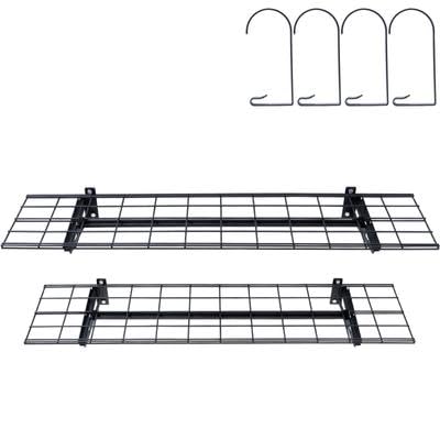 Happybuy Garage Storage Shelving, 2 Pack, 4 x 1 ft Heavy Duty, 400 lbs Load Capacity (Total), Wall Mounted, for Various Storage