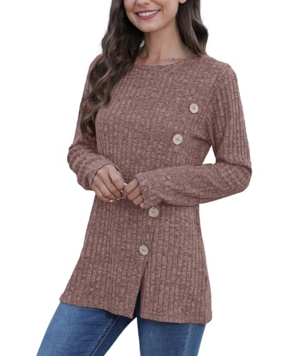 Image of JomeDesign Long Sleeve Shirts for Women Crew Neck Lightweight Sweater Loose Casual Tunic Tops