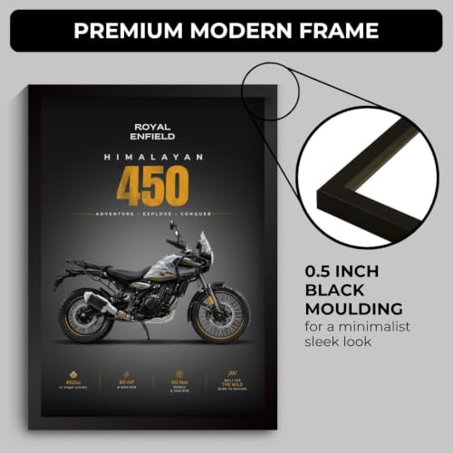 Image of RE Himalayan 450 Poster | Framed Poster of RE Himalayan 450 A4 Sized (31 x 23 cm) | Posters for Wall, Gift for Boys, Bullet Frame | Bike Frames | Bike Posters for Wall, Bedroom, Hostel (F 194)