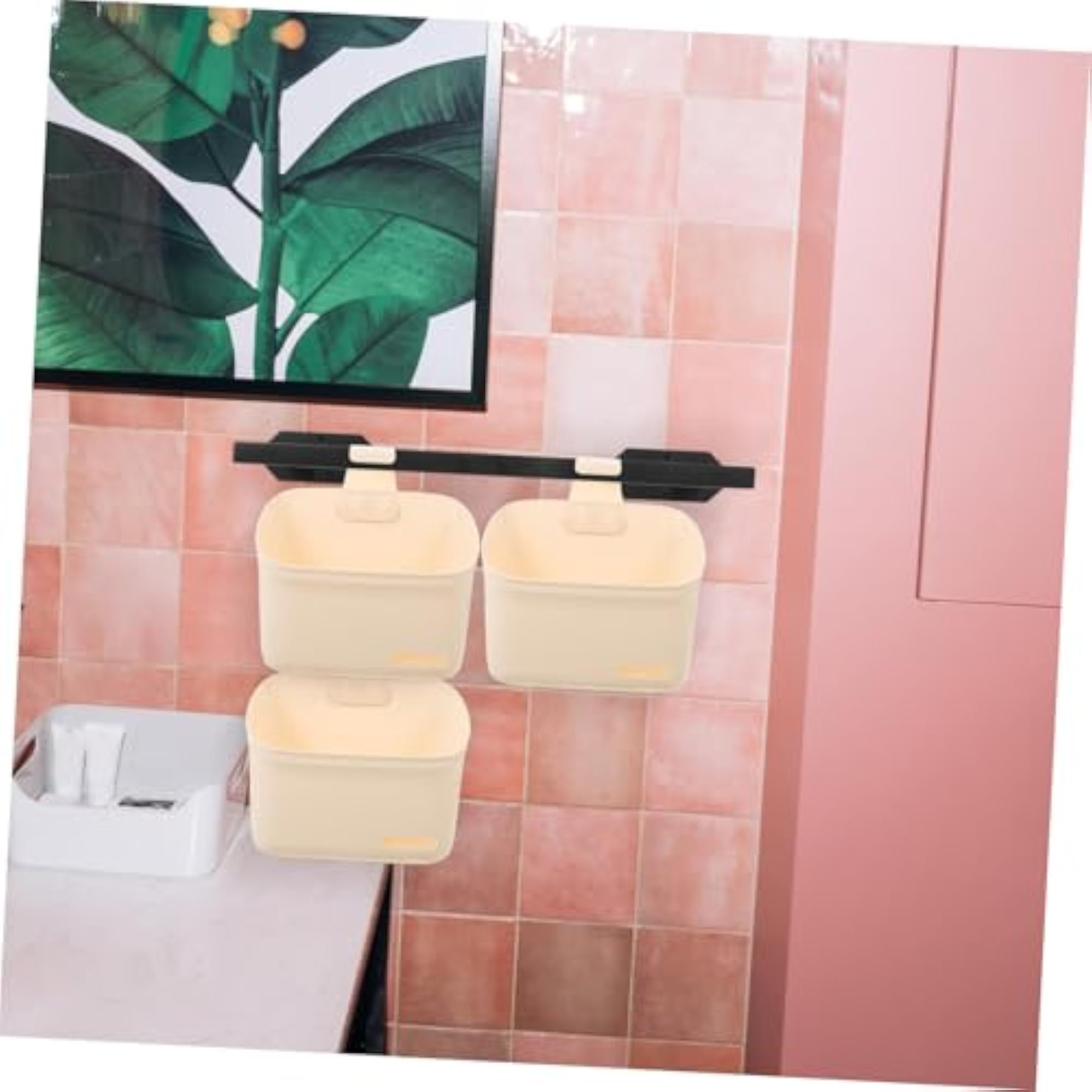 3pcs Plastic Hanging Shower Basket: Bathroom Organizer Bin