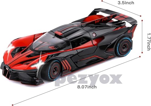 Image of Exclusive Alloy Metal Pull Back Die-cast Car 1:24 Big Bugatti Bolide Toy CAR Diecast Metal Pullback Toy car with Openable 6 Doors, Light Music Boys Gifts Toys (Yellow)