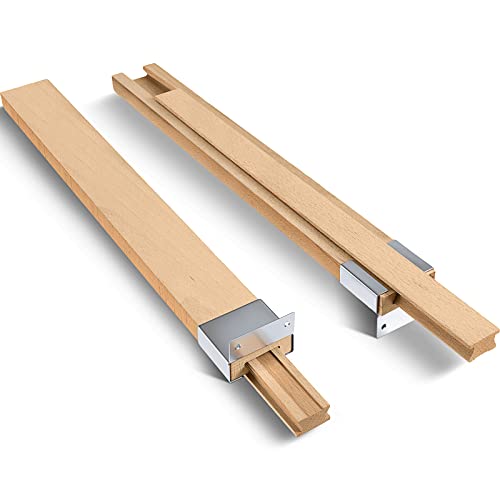 Maitys 2 Pcs Wood Drawer Slides Bottom Mount Classic 16 Inches Center Guide Track with Metal Slide Glides Traditional Wooden Drawer Rails for Dresser Replacement