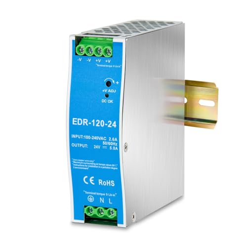 Convertisseur 120W 24V 5A à tension réglable pour rail DIN EDR-120