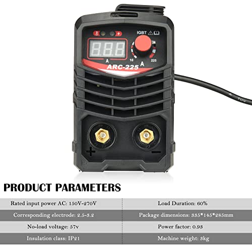 Aomdom soldador inverter profesional 220V MMA,225A Pantalla digital ARC IGBT Soldadora con inversor LCD para soldador electrodo soldadura Soldadora portátil(Rojo) - Imagen 4