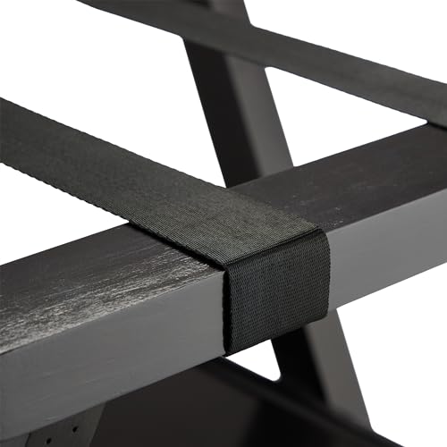 Relaxdays Kofferständer, klappbar, Kiefernholz, HxBxT: 81 x 46 x 43 cm, Gepäckständer mit Ablagefläche, Hotel, schwarz