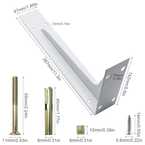 Shelf Brackets 2Pcs,300mm Heavy Duty Wall Brackets Industrial Floating Shelf Bracket Max Load 105kg - Image 2
