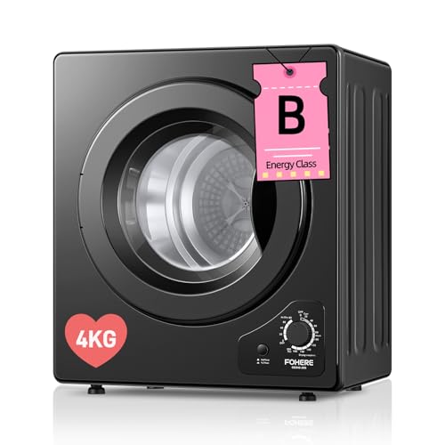 4KG Tumble Dryer, FOHERE 1200W Compact Vented Tumble Dryer, 5 Auto Drying Mode, with Sensor, Exhaust...