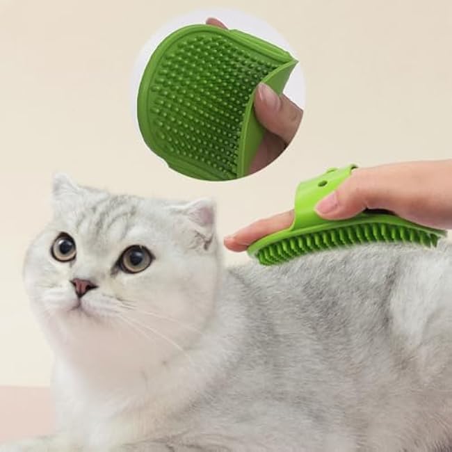 Dog and Cat Grooming Brush, Pet Shampoo Bath Brush Soothing Massage Rubber Comb with Adjustable Ring Handle for Long Short Haired Dogs and Cats-hSYQnCEY