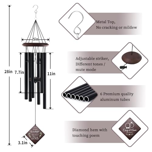 Image of Personalized Wind Chimes for Anniversary, Customized Wedding, Anniversary, Birthday Gift for Loved One,Couples,Husband,Wife Loving Memory