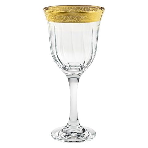 Lorren Home Trends Red Wine Set of 6 Melania Collection Gold, One Size, Clear Cover