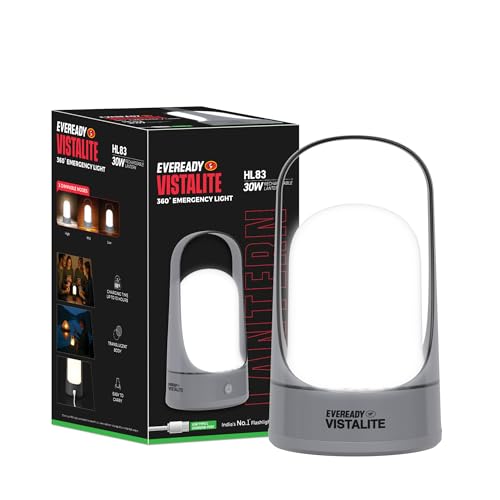 Image of Eveready Vistalite HL83, 30W Emergency Rechargeable Lantern, 360 Illumination, USB Type-C Charging, Durable ABS Build with Handle, Overcharge & Deep Discharge Protection, Pack of 1