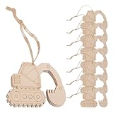 DOITOOL Rodajas de Madera Forma de Excavadora sin para Manualidades DIY Decoración Colgante para Fiesta y Centro de Mesa Material Duradero y Fácil de Personalizar