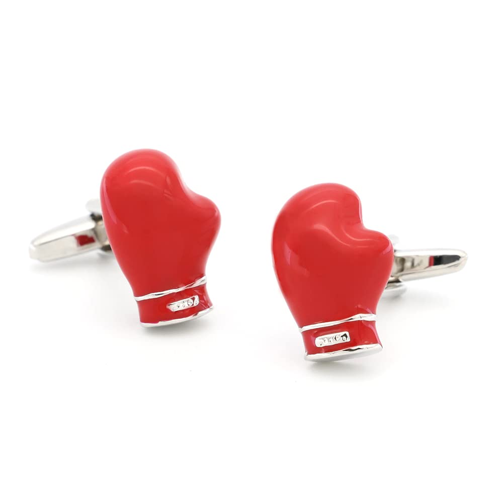 SHIPITNOW Gemelos con Guantes de Boxeo Rojos - Gemelos Originales con temática de Boxeo en el Anillo - Accesorio Elegante o Disfraz de Boxeador para Camisa y Chaleco