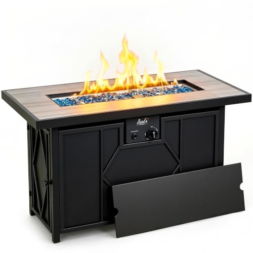 BALI OUTDOORS 42 inch Propane Fire Pit Patio Outdoor Fire Pit Table Large Black Firepits for Outside...
