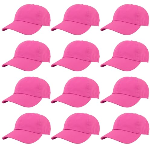 Image of Gelante Baseball Caps Hats 100% Cotton Plain Blank Adjustable Size Wholesale Bulk of 12 Pack