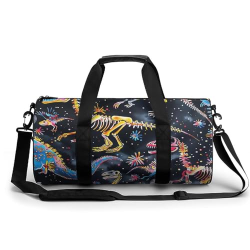 Travel Duffle Bag Black Dinosaur Skeleton Weekender Bags for Women Large Capacity Travel Overnight Bags Foldable Carry On Tote Bags Lightweight Sport Gym Bag For Travel/Gift