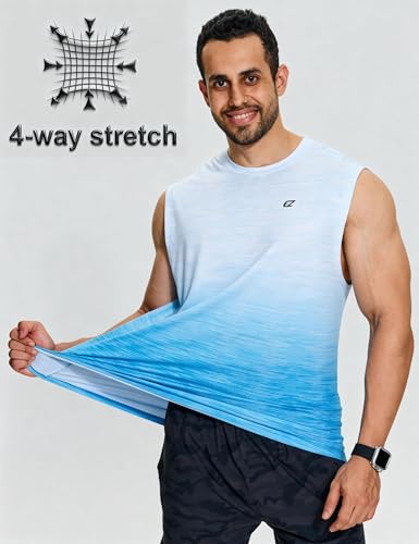 Image of EZRUN Men's Workout Sleeveless Shirts Quick Dry Muscle Swim Shirt Gym Fitness Running Beach Tank Tops