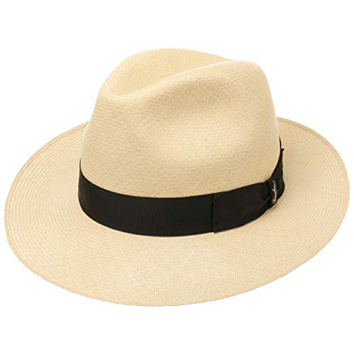 Borsalino Panama Bogarthut Premium Panamahut Panamastrohhut Strohhut Herren - Made in Italy Sonnenhut mit Ripsband Frühling-Sommer Sommer - 57 cm Natur
