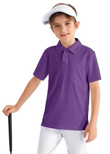 Image of MIVEI Kids' Performance School Uniform Polo Shirt Breathable UPF50+ | Youth Boys Girls Short Sleeve Golf Collared Shirts Grid Dry Fit Wrinkle Free Stretch Lightweight Cool Athletic Button Dress