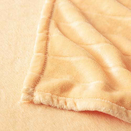 Bertte Plush Throw Blanket Super Soft Fuzzy Warm Blanket | 330 Gsm Lightweight Fluffy Cozy Luxury Decorative Stripe Blanket For Bed Couch - 90"X 90", Yellow #TOP4
