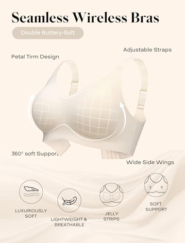 Image of COMFELIE Wireless Seamless Support Bralette Ultra-Comfort Sleep T-Shirt Bra for Large Breasts